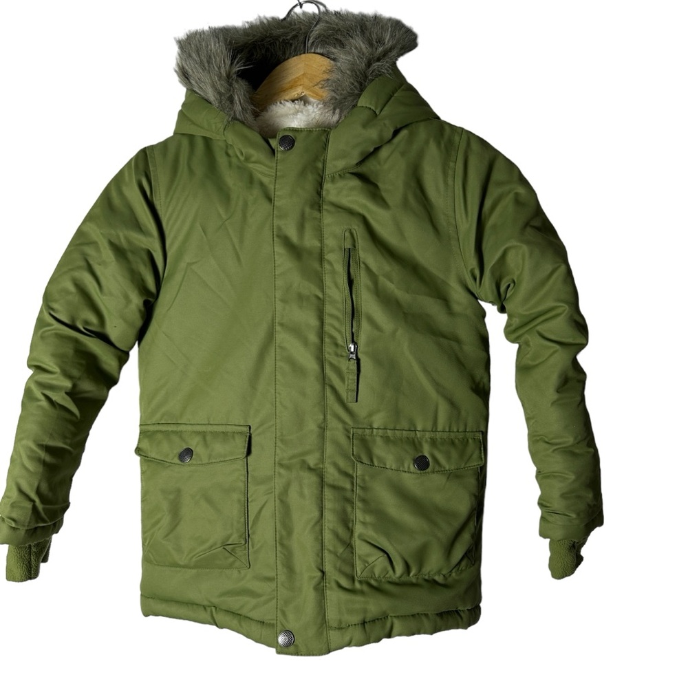 Cat & Jack Kids Olive Color Parka, 6